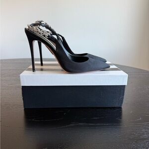 Aquazzura Black Heels with Silver Embellishments